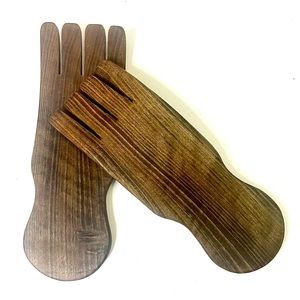 Dark Wood Salad Serving Tongs
